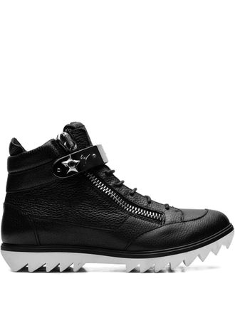 Giuseppe Zanotti zip-detail leather biker boots - men - Calf Leather/Rubber/Calf Leather - 40.5 - Black