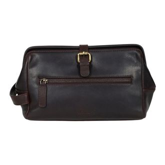 Howard London Washbag Ken - Heren - Toilettassen - Bruin - ONE Size - Leer - Tassen