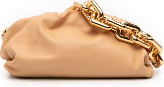 Bottega Veneta Pre-owned Womens Small Lambskin Chain Pouch - Tan Leather - One Size