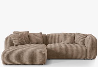 MICADONI Modulares 3-Sitzer Design Ecksofa Martina - Cordbezug Beige dunkel
