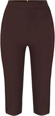Elisabetta Franchi Broeken, Dames, Bruin, M, Polyester, Lichtgewicht Cr&ecirc;pe Capri Broek