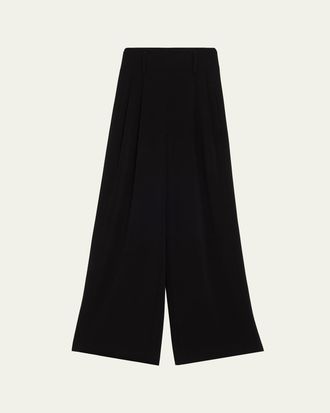 Akris Florina High-Rise Pleated Crepe Wide-Leg Pants