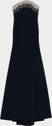 Naeem Khan Crystal Embroidered Strapless Trumpet Gown