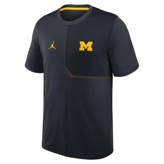 Nike Jordan Mens Michigan Sideline Coach Jordan Brand Dri-FIT College Top in Blue | 0JB20BPGMWN-GQK