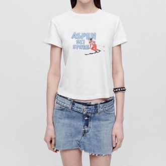 Re/Done Classic Ski Spree Tee In Vintage White