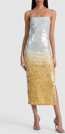 Alice & Olivia Fifi Ombr&eacute; Sequin Midi Dress in Clear Skies at Nordstrom, Size 10