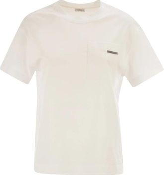 Brunello Cucinelli T-shirt - Dames - T-shirts - Wit - L - Tops
