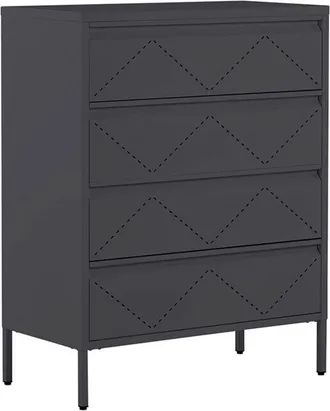 Beliani Credenza in Acciaio con 4 Cassetti in Stile Industriale Nero