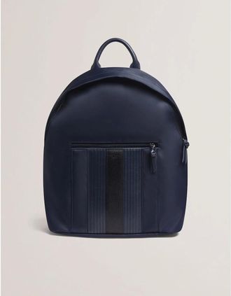 Ted Baker Mens Striped Rectangle Shape Rucksack with Silver Tone Hardware - Navy - Size: ONE size
