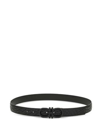 Ferragamo stitched gancini buckle belt - Black