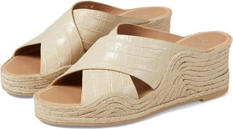 Aquatalia Aquatalia Marina Sandals Womens Cream Croco Print Leather Wedge Heel ZAP2532