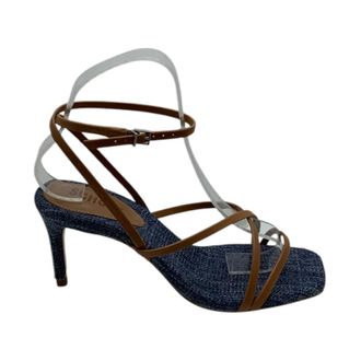 Schutz High Heel Sandals, female, Black, Size: 11 US Leather strap fabric sandal
