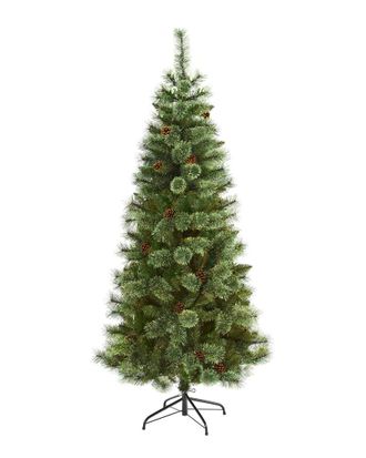 Nearly Natural 6Ft White Mountain Pine Artificial Christmas Tree With 477 Bendable Branches
