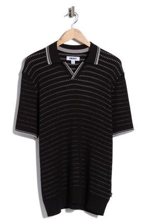 DKNY Dyson Johnny Collar Polo in Black at Nordstrom Rack, Size X-Large