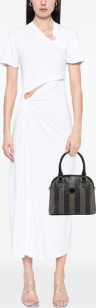 Fendi Pre-owned Womens Pequin Coated Canvas Dome Satchel - Black Textile - One Size