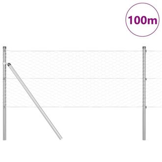 Berkfield Home Hexagon Fence 0.6x100 m Galvanised Steel in Silver