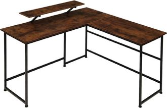 TecTake Escritorio industrial soporte m&oacute;vil 140x130x76,5 cm madera oscura