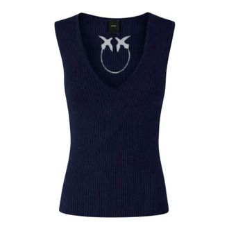 Pinko Agner Top - female - PINKO - V-neck Knitwear - Blue - L - Knitwear