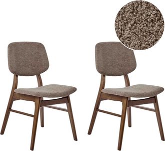 Beliani Silla de comedor de tejido marr&oacute;n