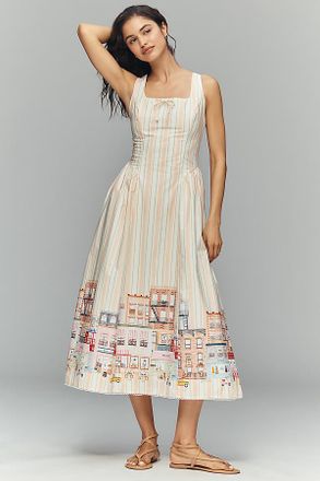 En Saison Athena Square-Neck Midi Dress