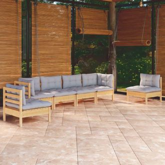 vidaXL Juego De Muebles De Jard&iacute;n 6 Pzas Y Cojines Madera Maciza Pino Vidaxl