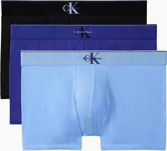Calvin Klein Mens 3-Pack CK Archive Boxer Trunks, Black/Blue/Blue - Size: 32/30/31