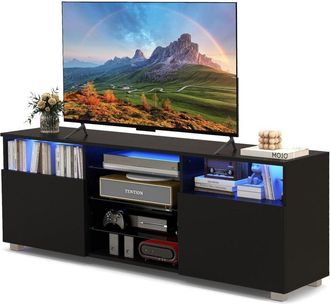 Costway TV Stand Media Console Table Modern Entertainment Center for 65 inch TV Black