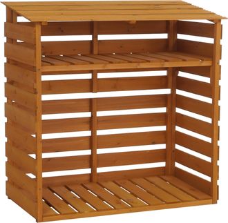 Hhg [nunca Usado] Almac&eacute;n Para Le&ntilde;a Hhg-076, Estante Para Le&ntilde;a De Chimenea, Cobertizo Para Le&ntilde;a, Estante Para Madera De Abeto Mvg 121 X 122 X 61 Cm, Color