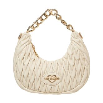 Love Moschino Handbags, female, Beige, ONE SIZE, Quilted Handbag with Gold Chain Handle