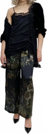 Gold Hawk Rouched Coco Lace Silk Tunic In Black