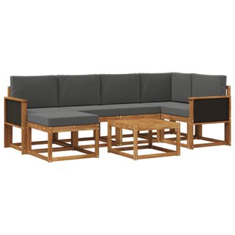 vidaXL Conjunto De Sof&aacute;s De Exterior 7 Pcs Natural Y Antracita Vidaxl