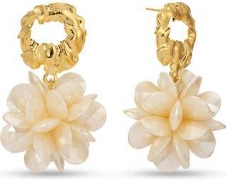 Eye Candy Los Angeles Shosanna Pearlescent Flower Drop Earrings in Gold at Nordstrom Rack