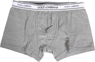 Dolce & Gabbana Gray Logo Waistband Cotton Men Boxer Mens Underwear