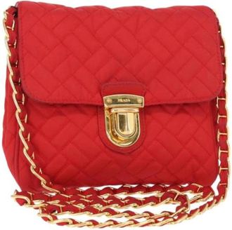 Prada Pre-owned Cross Body Bags, female, Red, Size: ONE SIZE Pre-owned Nylon Cross Body Bag
