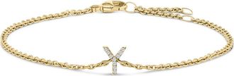 House of Brilliance 10K Gold Diamond Accent A-Z Initial Charm and Link Bracelet in Yellow | Y at Nordstrom
