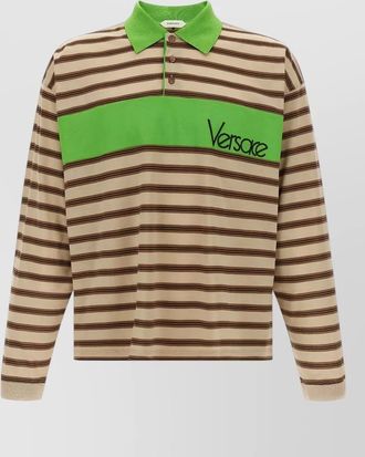 Versace striped cotton long-sleeve polo shirt