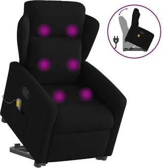 vidaXL Sill&oacute;n Reclinable De Masaje Elevable Tela Negro Vidaxl