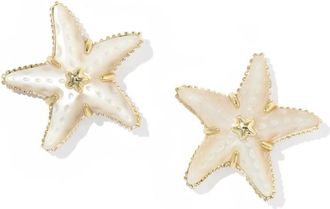Kendra Scott Womens Parker Starfish Stud Earrings In Gold Natural Mother Of Pearl