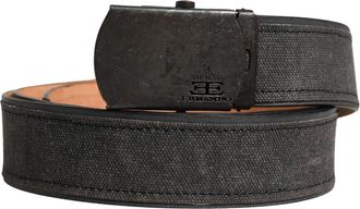 Ermanno Scervino Black Leather Cotton Logo Metal Buckle Womens Belt (Pre-Owned)