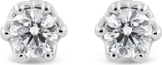 House of Brilliance 14K Gold 1/2 Cttw Round Diamond Crown Stud Earring in White at Nordstrom