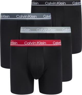 Calvin Klein Micro Plush 4-Pack Boxer Briefs in Black Multi Band at Nordstrom Rack, Size Small