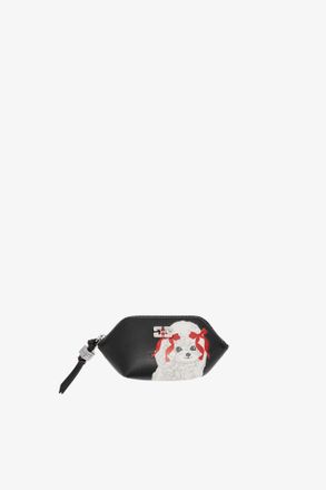 Ganni Black Bou Coin Purse with Poodle