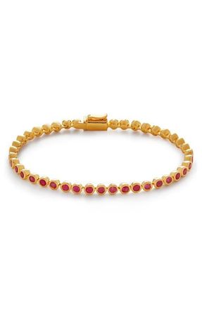 Monica Vinader Essential Stone Tennis Bracelet in 18Ct Gold Vermeil/Pink Quartz at Nordstrom, Size Large