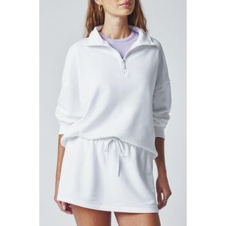 Florence By Mills Cozy Crush Half-Zip Cotton Blend Sweatshirt in Brt White at Nordstrom, Size Xx-Small