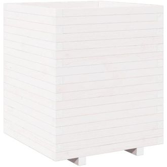 vidaXL Jardinera Madera Maciza De Pino Blanco 60x60x72,5 Cm Vidaxl