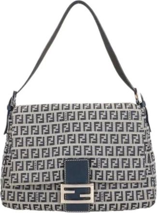 Fendi Pre-owned Shoulder Bags, female, Blue, Size: ONE SIZE Pre-owned Canvas Shoulder Bag