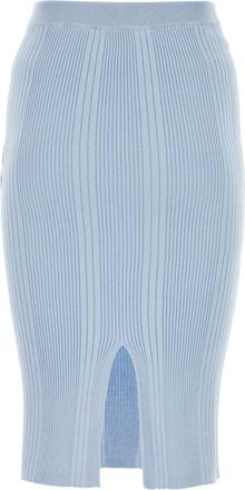 Bottega Veneta Womens Pastel Light-blue Cotton Skirt - Light Grey - Size Small