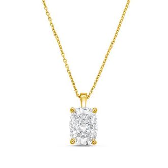 Diana M. Jewels 14kt yellow gold lab grown cushion cut diamond pendant weighing 2.00 ct on a solid bail