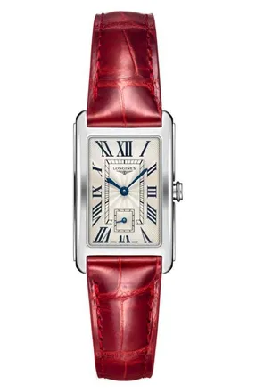 Longines DolceVita II Leather Strap Watch, 23mm x 37mm in Silver at Nordstrom