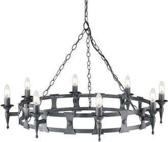Netlighting Saxon 8 Light Chandelier Black Silver Finish E14